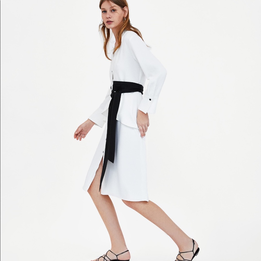 NWT Zara contrast belt dress - Picture 2 of 8